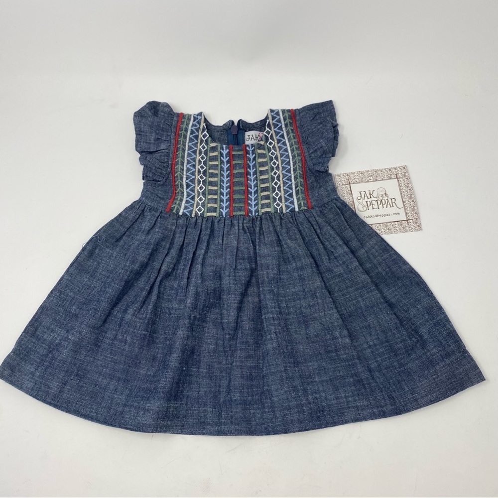 Jak & Peppar Wee Ones Evandale Dress Embroidered 9 Months New